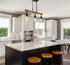 LNC Zarbel Farmhouse 3-Light Black & Wood Rustic Island Table Chandelier A04186