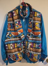 LAVON Cheerful Corp Colorblock Retro Windbreaker Jacket Vintage Women's Medium