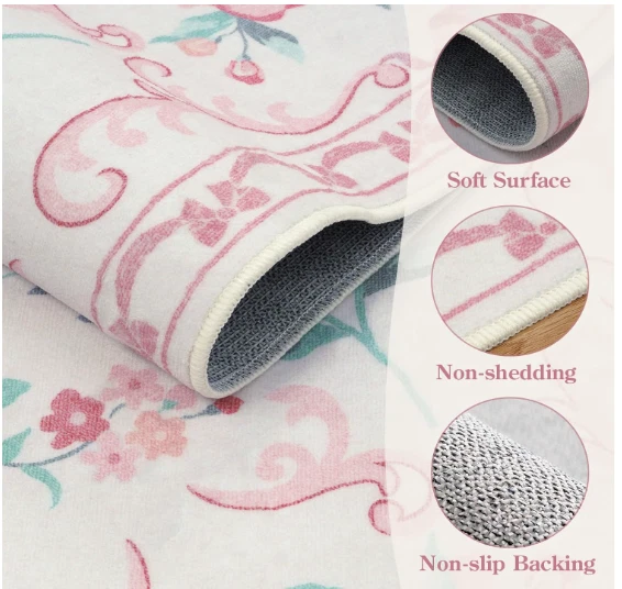 Alfombra rosa цветочный 150x210 см щедрый антидеслизант para dormitorio infantil - Изображение 2 из 4