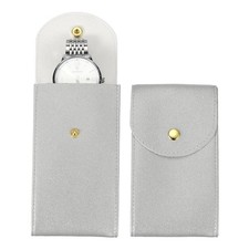 2 Pcs Leather Watch Pouch, Portable Watch Travel Case, Silver