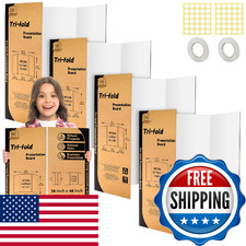 4 Pack Trifold Poster Board 48" X 36", IKAYAS Single Sided White Poster Boards,