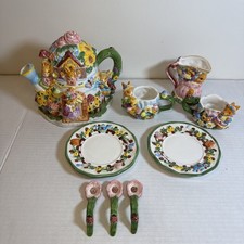 Easter Bunny Ceramic Vintage Tea Set Made By: Mercury Ceramics .1999