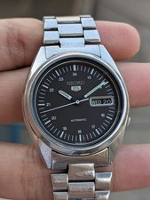Seiko 5 Automatic Black Military Dial 7S26 Day/Date Vintage Men's Watch