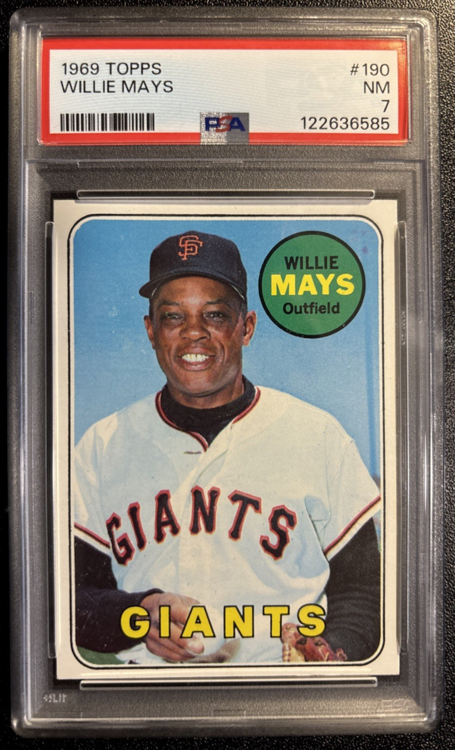 1969 Topps #190 Willie Mays HOF San Francisco Giants PSA 7 NM "New Slab"