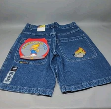 Vintage Flamehead Jean Shorts Jorts Size 16 Baggy Embroidered Y2K Revah JNCO NOS