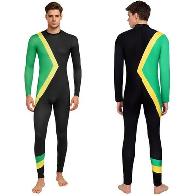 Men Jumpsuit Tumbling Costume Unitard Bodysuit Dress Up Ice-skating Event