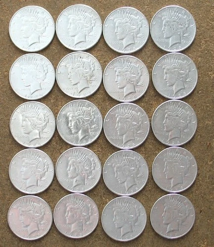 ROLL 1928-S PEACE SILVER DOLLARS..  AU/BU
