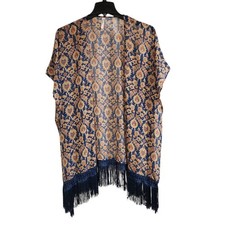 Xhilaration Kimono Womens Sz XS/S Oversized Floral Fringe Beach Cover Up Wrap