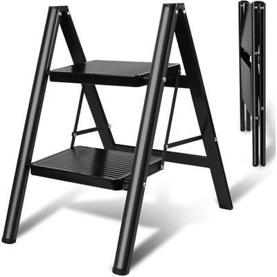 Heavy Duty 2 Step Folding Ladder Anti-Slip Compact Multi-Purpose Stool New
