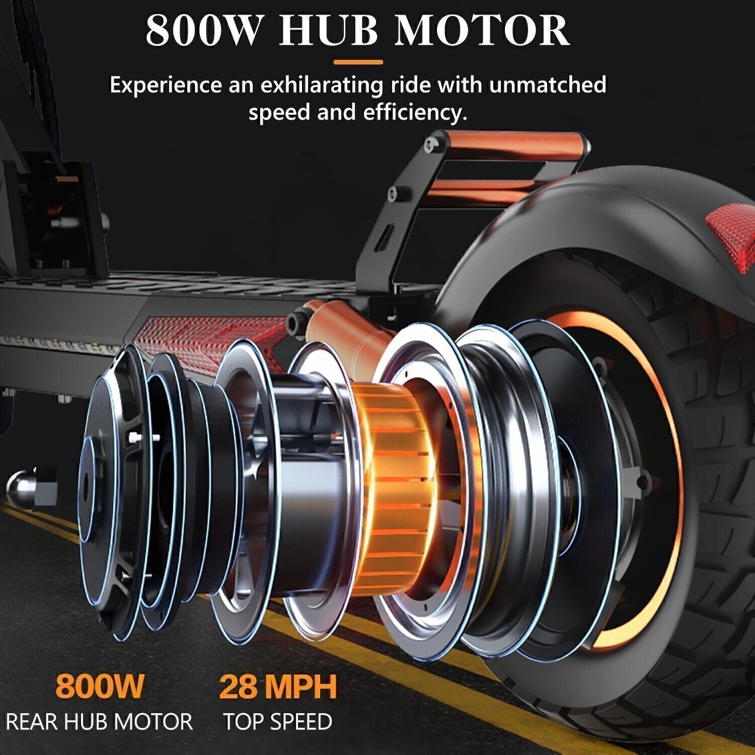 800 Motor Adult Electric Scooter 48V 12.5AH 28MPH 20Mi/h Range Off Road Fat Tyre