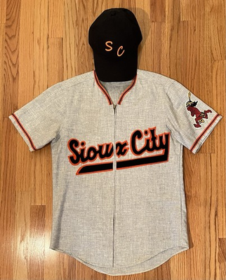 #ad Ebbets Field Flannels Sioux City Soos 1951 Wool Flannel Jersey Sz 40 w Free Hat $49.90