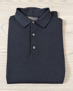 Men’s LORO PIANA (50/Medium) Wish Wool Onyx Long Sleeve Polo Shirt
