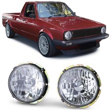 Klarglas Scheinwerfer Chrom H4 passend für VW Caddy I 82-92 + Jetta I 1979-1984