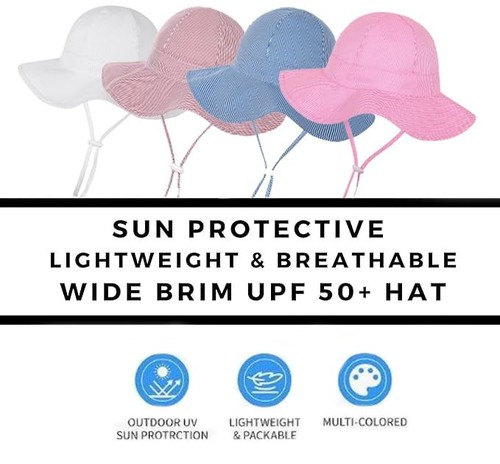 Baby Sun Hat Toddler Girls Bucket Hats Protection Beach Hat UPF 50+ Toddler W... - Picture 3 of 3