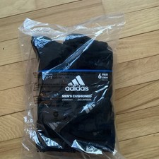 adidas Athletic Cushioned Crew Socks, Size 6-12, Black-Onix Marl, 6-Pack