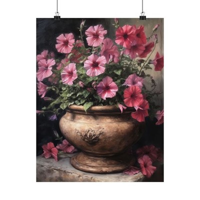 Pink Petunia Flower Art Print, Flower Painting, Flower Décor, Floral Art Print