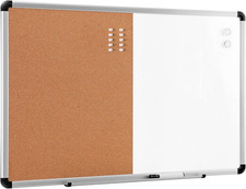 Magnetic Dry Erase Whiteboard Cork Board Combo, Wall Mounted for Home, Office