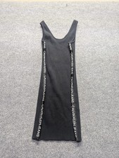 Calvin Klein Jeans Dress Womens Small Black Ribbed Side Logo Tape Tank Mini S