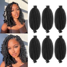 Springy Afro Twist Hair 6 Packs Marley Twist Braiding Hair Pre-Fluffed Spring Tw