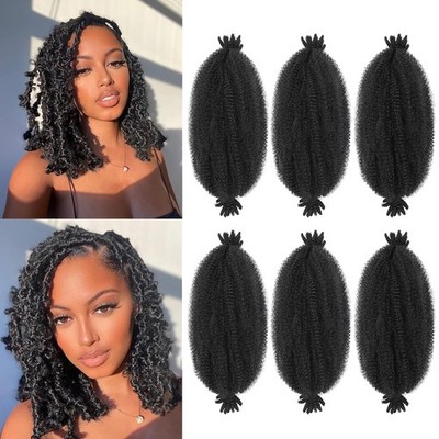 Springy Afro Twist Hair 6 Packs Marley Twist Braiding Hair Pre-Fluffed Spring Tw