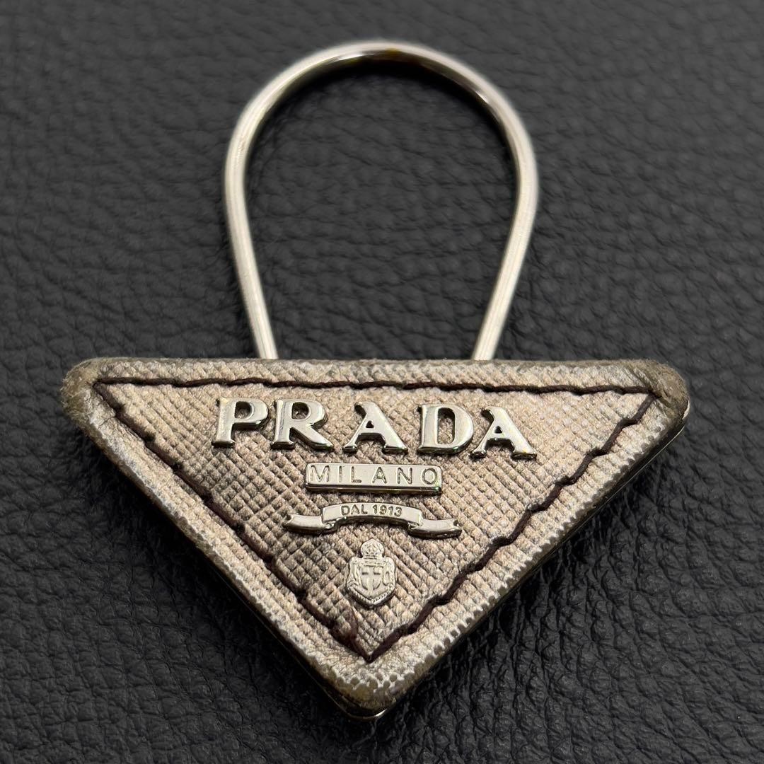 PRADA Triangle Plate Key Ring Charm Saffiano Logo… - image 19