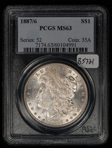 1887/6 $1 Morgan Silver Dollar - RPD - PCGS MS 63 - SKU-B5721