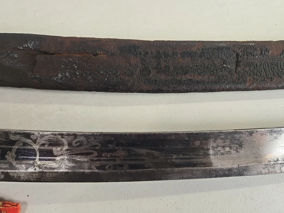 Napoleonic Wars British Pattern 1803 Infantry Officers Sword w/Scabbard - Etched - Image 3 of 4