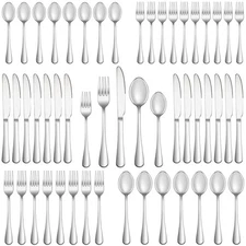 50 Piece Silverware Set Service for 10,Premium Stainless Steel Flatware Set,M...