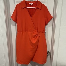 NWT Nine West Orange Size XL Surplice Shirt Dress