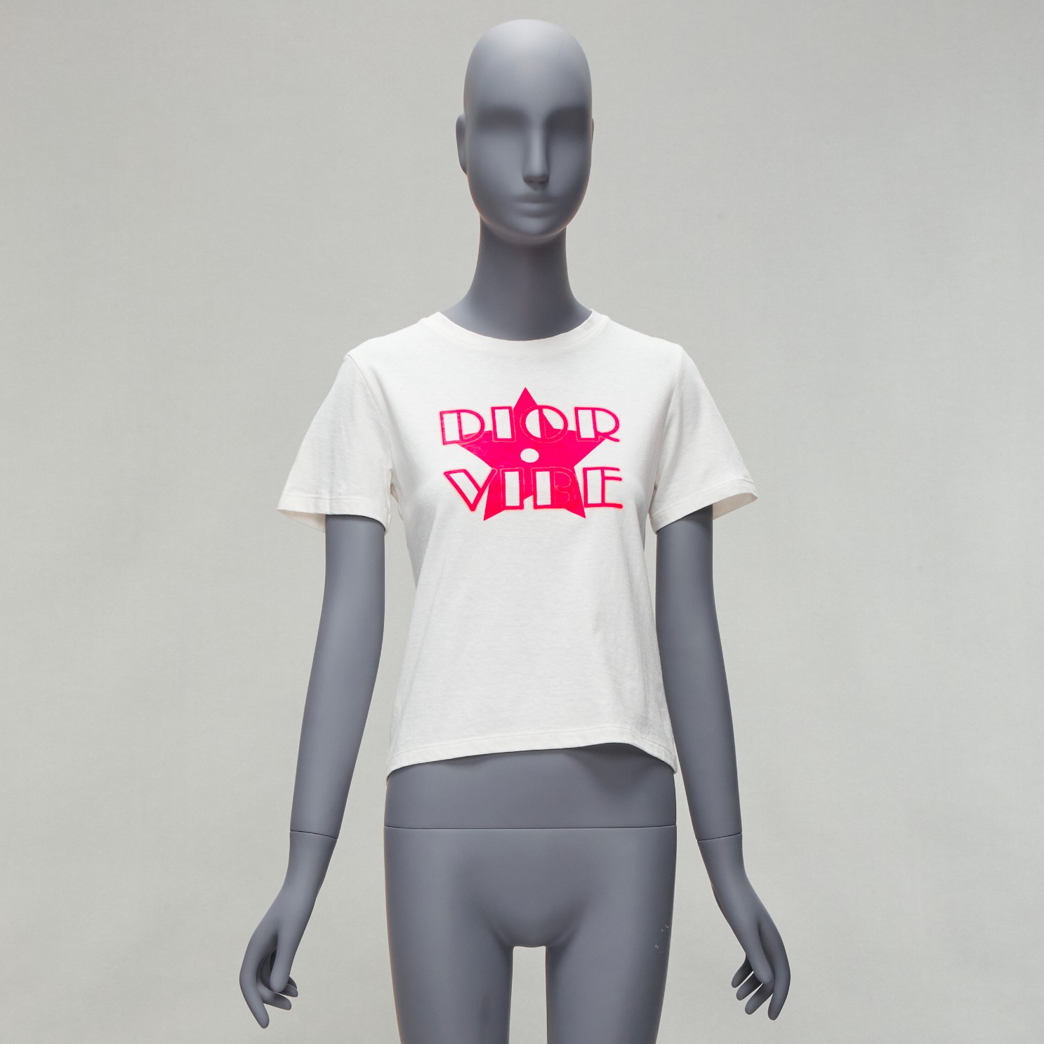 CHRISTIAN DIOR 2022 Dior Vibe neon pink star logo graphic CD bee white tshirt XS image 10