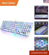 Vintage Typewriter Gaming Keyboard - 104 Keys RGB Backlit with Blue Switches
