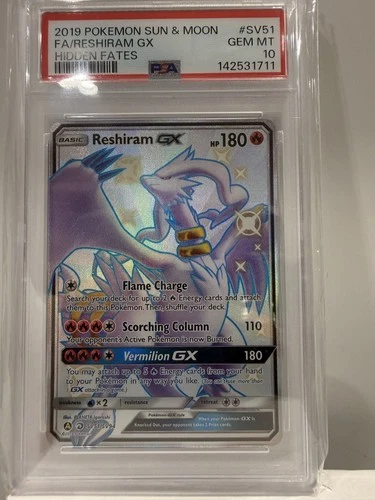 Pokémon Sun & Moon Hidden Fates Reshiram GX #SV51 - PSA 10