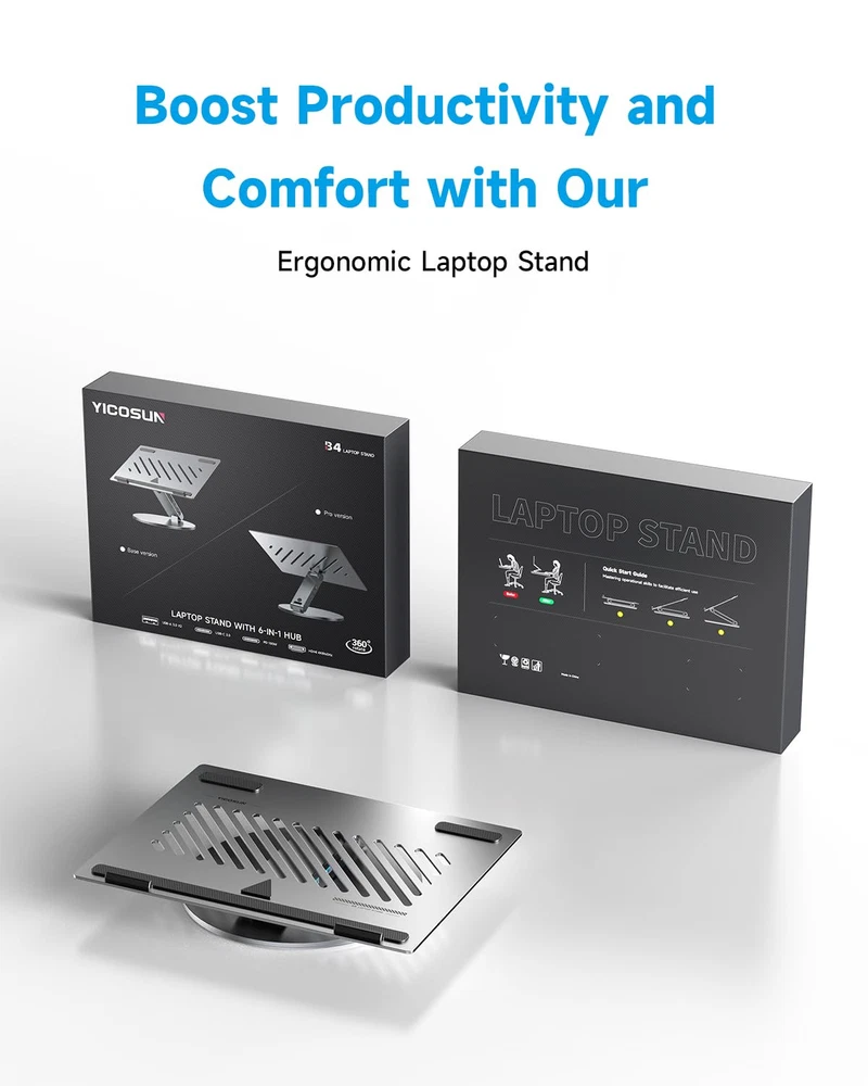 Adjustable Laptop Stand Ergonomic 360° Rotating Riser for Desk