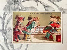 chromo Cotillon Bal éventail A la marguerite Faubourg Montmartre Paris