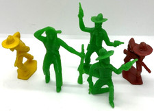 Vintage Lot 4 Cowboys 1 Indian Tim-Mee Toys Plastic Wild West Shootout Rifles