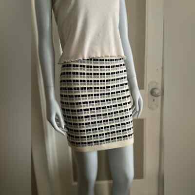 ARITZIA BABATON White/Gray/Black Checkered Knit Mini Skirt sz XS (NWOT) 
