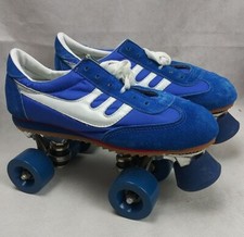 Youth Size 6 Roller Skates Sneaker Type Indoor Outdoor Blue And White w/ Stopper