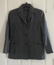 Liz Claiborne Axcess Blazer 8P Gray Plaid Stretch Career Academia Preppy