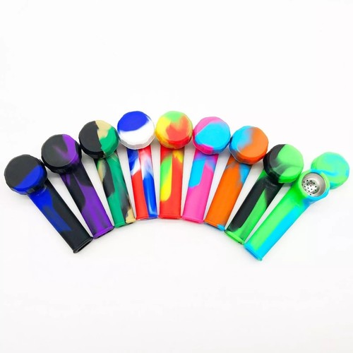 5 Pack 3.3 Inch Colorful Mini Silicone Smoking Pipes, Pocket Smoking Pipes - Picture 2 of 8