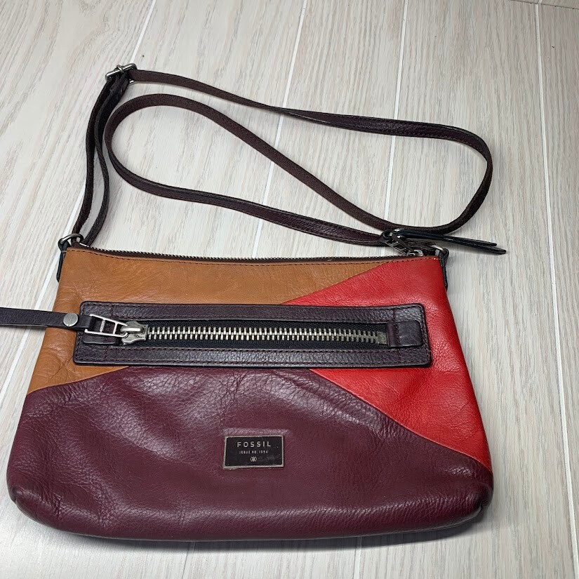 Fossil Dawson Leather Multi Colored Crossbody Bag - image 1