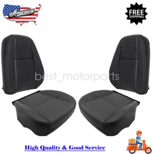 Driver Passenger Bottom Top Leather Seat Cover Blk For 07-14 Cadillac Escalade
