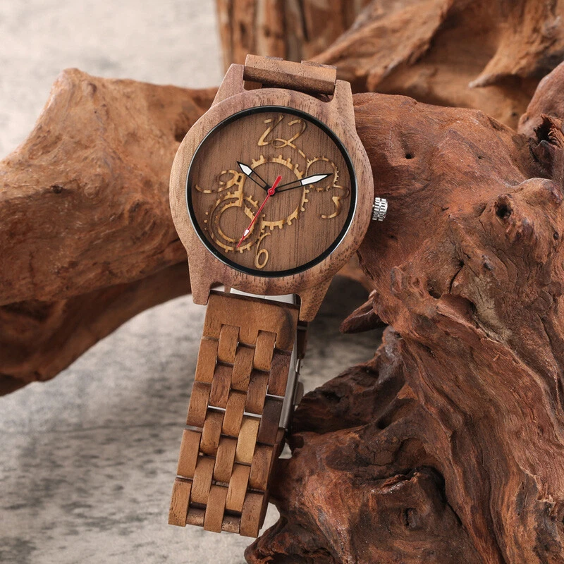 Vintage Natural Wood Watch Men's Full Wooden Quartz Analogue Designer Wristwatch - image 4 of 4