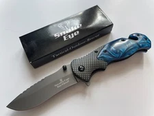 SE-1195BL 8" Snake Eyes Tactical Blue Spring Assisted Folding Pocket Knife 8.5"