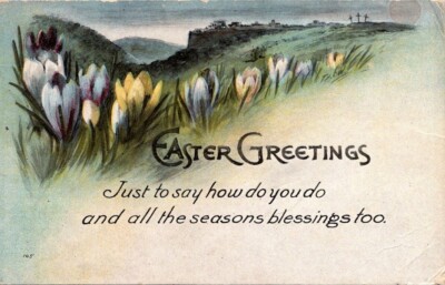 Postcard Easter Greetings Crocus Unposted