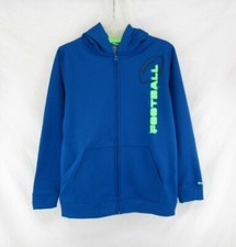 Reebok Youth Blue Fleece Hoodie Zip Up Jacket Size L 12-14  B286