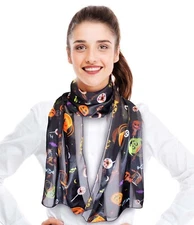 CBC Crown Halloween Trick Or Treat Theme Silk feeling Novelty Fashion Scarf