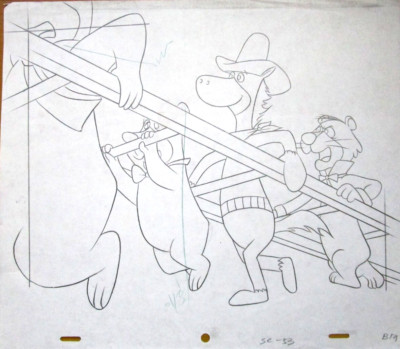 1987 QUICKDRAW MCGRAW SNAGLEPUSS BOO BOO ORIGINAL PRODUCTION cel DRAWING ladder