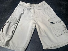 Plugg CARGO SHORTS Boys Size 18 Beige Khaki Button Zip Vintage 90's