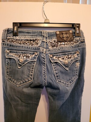 Miss Me 27 Bootcut Jeans Sequin Pockets Distressed | eBay