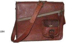 16" Genuine Leather Messenger Shoulder Bag Mac book Laptop Case Brown Bag